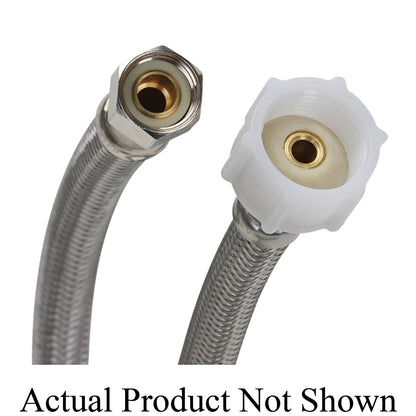 Fluidmaster® PRO SERIES™ Toilet Connector With Plastic Nut, 3/8 x 7/8 in Nominal, Compression x Ballcock End Style, 125 psi Working, 304 Stainless Steel, Import