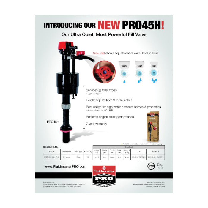 Pro Series - Manual Flush Universal Toilet Fill Valve