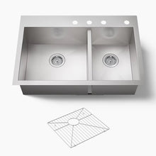 Vault 33" Double Basin Top-Mount/Under-Mount 18-Gauge Stainless Steel Kitchen Sink