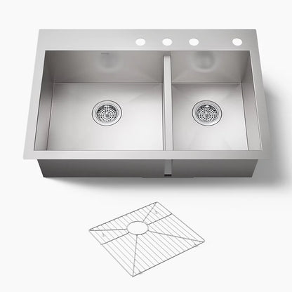 Vault 33" Double Basin Top-Mount/Under-Mount 18-Gauge Stainless Steel Kitchen Sink
