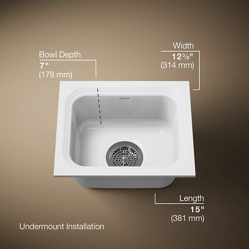 Northland™ 15" Undermount Single-Bowl Bar Sink - Biscuit