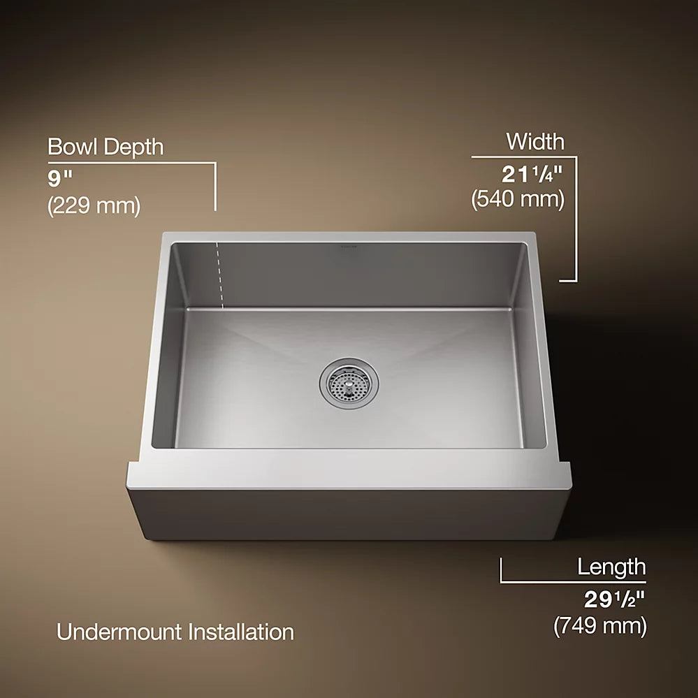 29-1/2" Single Basin Undermount 16-Gauge Self Trimming Sink