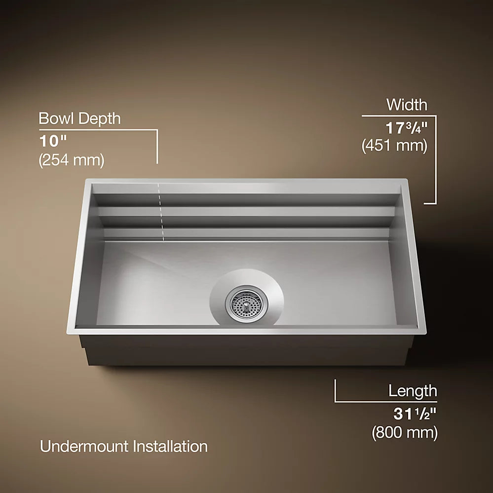 Prolific® 33" Undermount Single-Bowl Workstation Kitchen Sink