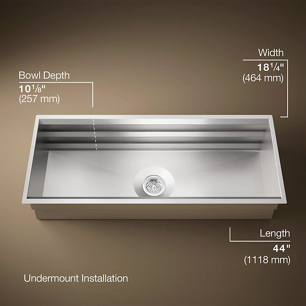 Prolific® 44" Undermount Single-Bowl Workstation Kitchen Sink