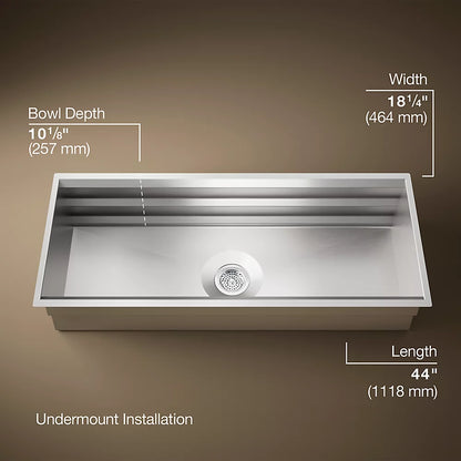 Prolific® 44" Undermount Single-Bowl Workstation Kitchen Sink