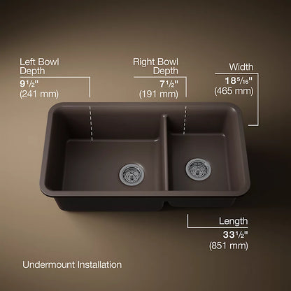 Cairn® 33-1/2" Undermount Double-Bowl Kitchen Sink