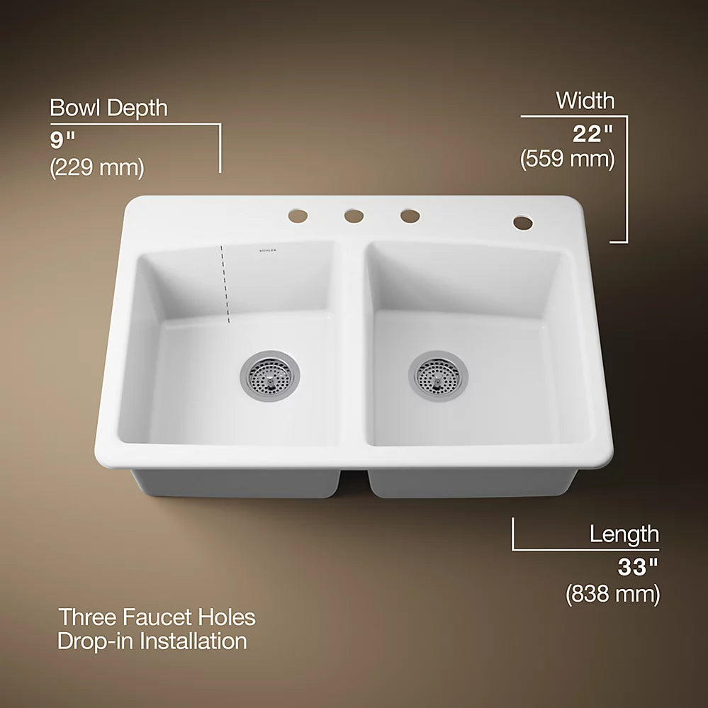 Brookfield™ 33" Top-Mount Double-Bowl Kitchen Sink