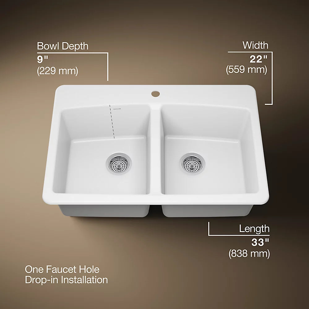 Brookfield™ 33" Top-Mount Double-Bowl Kitchen Sink
