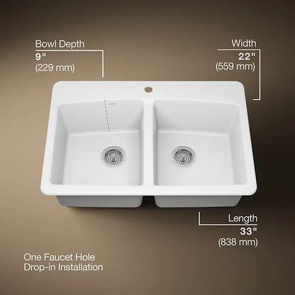 Brookfield™ 33" Top-Mount Double-Bowl Kitchen Sink