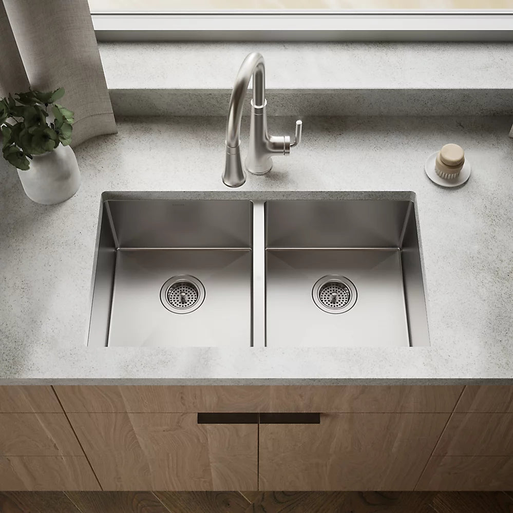 Strive® 32" Undermount Double-Bowl Kitchen Sink With Accessories