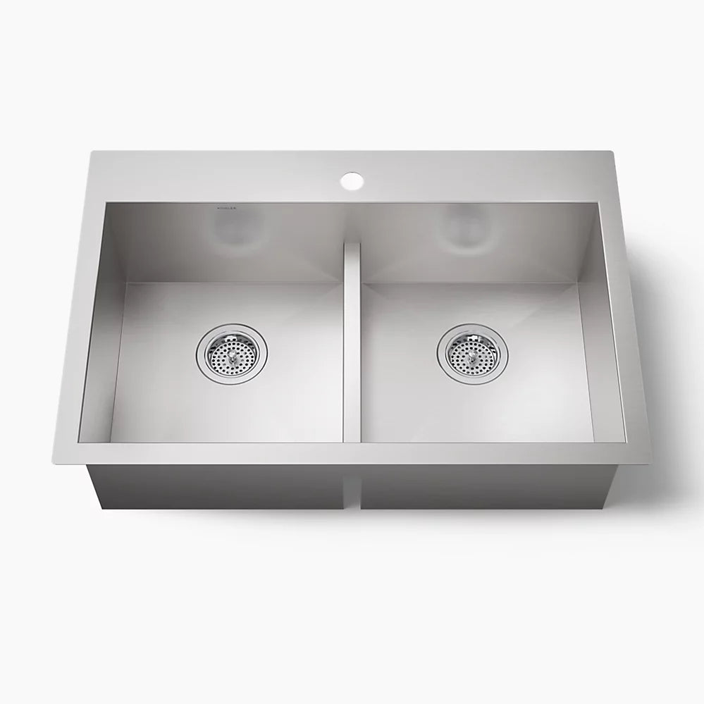 Vault™ Smart Divide® 33" Top/Undermount Double-Bowl Kitchen Sink