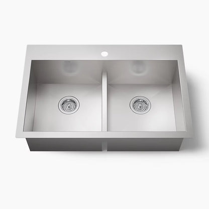 Vault™ Smart Divide® 33" Top/Undermount Double-Bowl Kitchen Sink