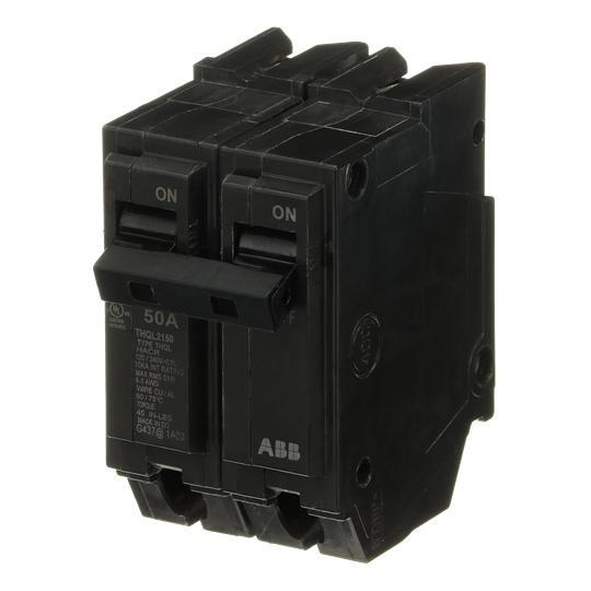 GE Q-Line® THQL2150 Type THQL Molded Case Circuit Breaker, 120/240 V AC, 50 A, 10 kA Interrupt, 2 Poles, Thermal Magnetic Trip