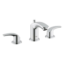 GROHE 2029400A Small Widespread Bathroom Basin Mixer, Eurosmart®, 1.2 gpm Flow Rate, 2-15/16 in H Spout, 5-1/2 to 13-3/8 in Center, StarLight® Polished Chrome, 2 Handles, Pop-Up Drain, Import