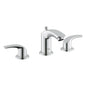 GROHE 2029400A Small Widespread Bathroom Basin Mixer, Eurosmart®, 1.2 gpm Flow Rate, 2-15/16 in H Spout, 5-1/2 to 13-3/8 in Center, StarLight® Polished Chrome, 2 Handles, Pop-Up Drain, Import