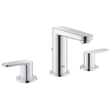 GROHE 2030200A Europlus S-Size Widespread Bathroom Faucet, 1.2 gpm Flow Rate, 4-5/16 in H Spout, 5-1/2 to 13-3/8 in Center, StarLight® Polished Chrome, 2 Handles, Pop-Up Drain, Import