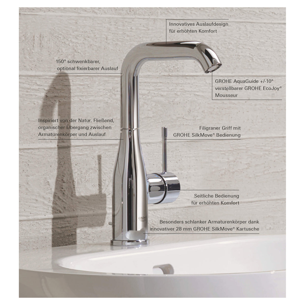 Essence New - L-Size Bathroom Faucet - Deck Mount - 1.2 GPM