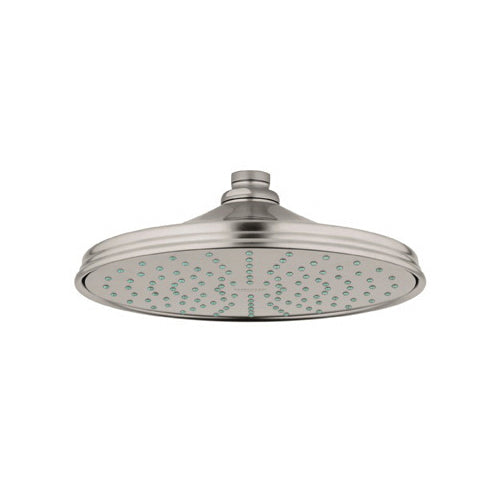 GROHE 28375EN0 Shower Head, Rainshower® Rustic 210, 2.5 gpm Flow Rate, 1 Sprays, Ceiling Mount, 8-3/8 in Dia Head, Import