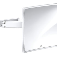 GROHE 40808000 Square Cosmetic Mirror, Selection Cube, 3X Magnification, 4-1/8 in L Arm, Wall Mount, StarLight® Polished Chrome, Import