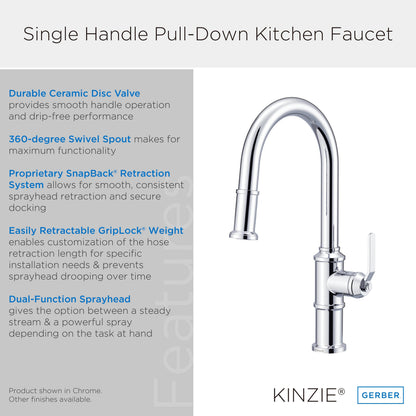 Kinzie - Pull-Down Kitchen Faucet - 1.75 GPM - Deck Mount