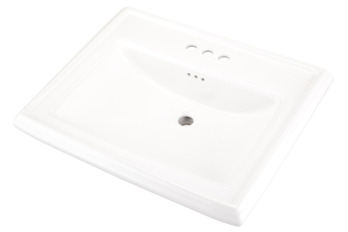 Gerber® G0012555 Logan Square™ Petite Bathroom Sink, Rectangle Shape, 4 in Faucet Hole Spacing, 20-1/8 in W x 20-1/8 in D x 7-3/4 in H, Vitreous China, White, Import
