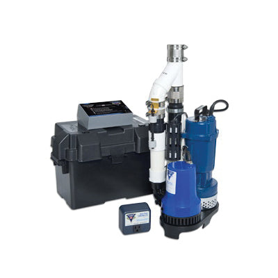 Glentronics PS-C22 Combination Sump Pump System, 2770 gph Primary Pump/1730 gpm Backup Pump Flow Rate, 115 VAC, 12 V DC Back-Up, 3.8 A, 10 to 12 A Back-Up, Domestic