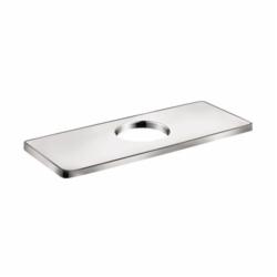 Hansgrohe 04565000 Logis Cube Base Plate, For Use With Modern 1-Hole Faucet, 6 in L x 1/4 in H x 2-3/8 in W, Metal, Polished Chrome, Domestic