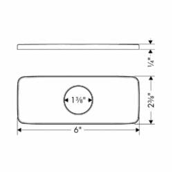 Hansgrohe 04565000 Logis Cube Base Plate, For Use With Modern 1-Hole Faucet, 6 in L x 1/4 in H x 2-3/8 in W, Metal, Polished Chrome, Domestic