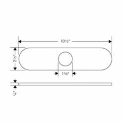 Hansgrohe 14019831 Universal Base Plate, For Use With 1-Hole Kitchen Faucet, 10 in L x 1/4 in H x 2-1/2 in W, Polycarbonate, Polished Nickel