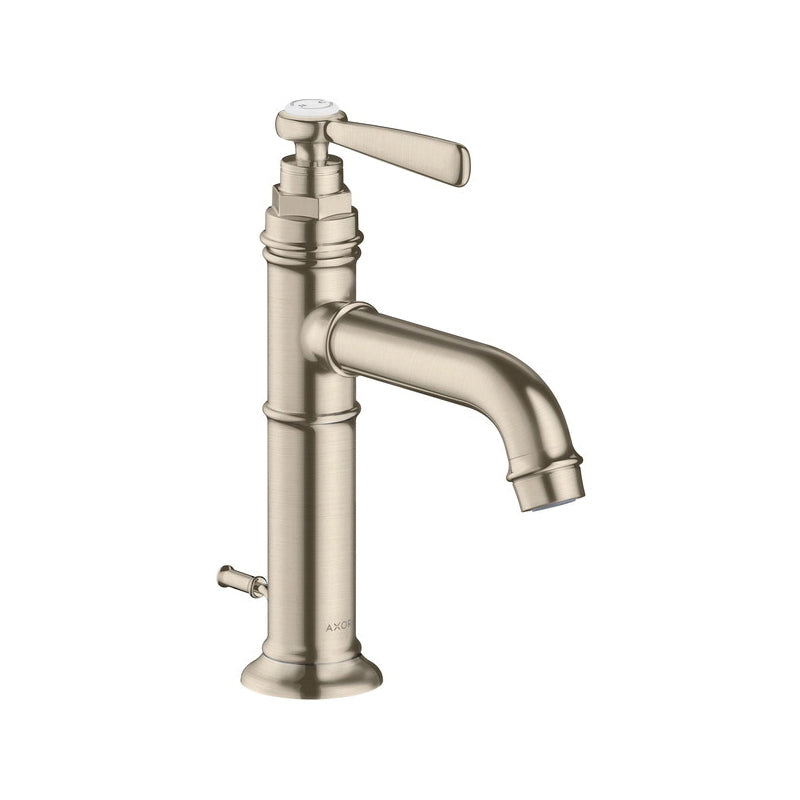 AXOR 16515821 Lavatory Faucet, Montreux, 1.2 gpm Flow Rate, 3-7/8 in H Spout, 1 Handles, Pop-Up Drain, 1 Faucet Holes, Brushed Nickel, Function: Traditional