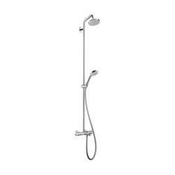 Hansgrohe 27143001 Croma Tub Shower Pipe, 3-Function Shower Head, 2 gpm Flow Rate, Full/Intense Turbo/Pulsating Massage Spray, Polished Chrome, Import