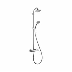Hansgrohe 27169001 Croma Shower Pipe, 3-Function Shower Head, 2 gpm Flow Rate, Full/Intense Turbo/Pulsating Massage Spray, Polished Chrome, Import