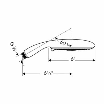 Hansgrohe 28518831 Raindance E 150 AIR 3-Jet Hand Shower, 2.5 gpm Flow Rate, 3 Sprays, 6 in Head, 1/2 in Connection