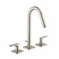 AXOR 34133821 Widespread Bathroom Faucet, Citterio M, Commercial, 1.2 gpm Flow Rate, 6-1/8 in H Spout, 8 in Center, Brushed Nickel, 2 Handles, Pop-Up Drain