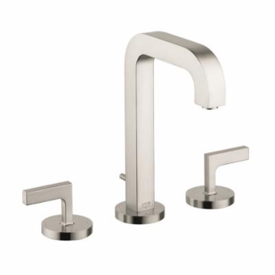 AXOR 39135821 Widespread Bathroom Faucet, Citterio M, Commercial, 1.2 gpm Flow Rate, 6-9/16 in H Spout, 8 in Center, Brushed Nickel, 2 Handles, Pop-Up Drain