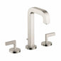 AXOR 39135821 Widespread Bathroom Faucet, Citterio M, Commercial, 1.2 gpm Flow Rate, 6-9/16 in H Spout, 8 in Center, Brushed Nickel, 2 Handles, Pop-Up Drain