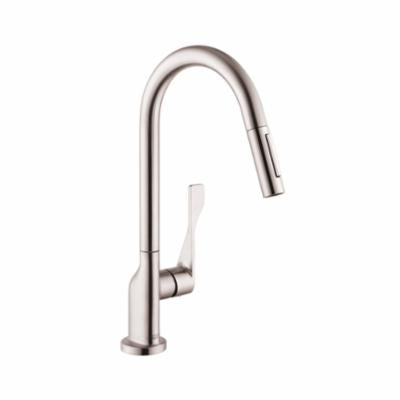 AXOR 39835801 Citterio Pull-Out Kitchen Faucet, Residential, 1.75 gpm Flow Rate, 360 deg High-Arc Swivel Spout, Steel Optik, 1 Handles, 1 Faucet Holes