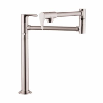 AXOR 39838801 Pot Filler Stand, Citterio, Residential, 2.5 gpm Flow Rate, 360 deg Swivel Spout, Steel Optik, 2 Handles