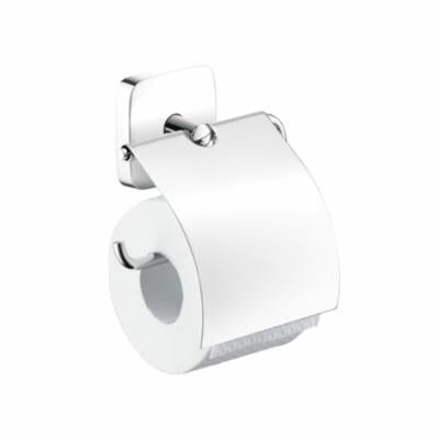 Hansgrohe 41508000 PuraVida 1-Post Toilet Paper Holder With Cover, Brass, Polished Chrome