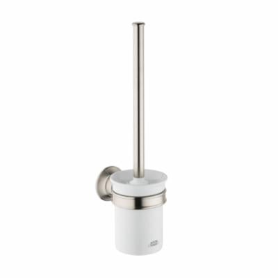 AXOR 42035820 Montreux Toilet Brush With Holder, 13-5/8 in H, Solid Brass, Brushed Nickel