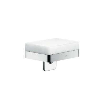 AXOR 42819000 Universal EU Version Soap/Lotion Dispenser With Integrated Shelf, Polished Chrome, 180 mL Capacity, Wall Mount, Glass/Metal/Brass