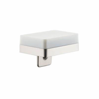 AXOR 42819820 Universal EU Version Soap/Lotion Dispenser With Integrated Shelf, Brushed Nickel, 180 mL Capacity, Wall Mount, Glass/Metal/Brass