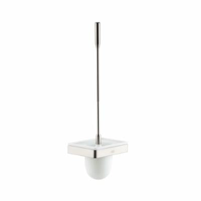 AXOR 42835820 Universal EU Version Toilet Brush With Holder, 18-1/4 in H, Glass/Metal, Brushed Nickel, Import