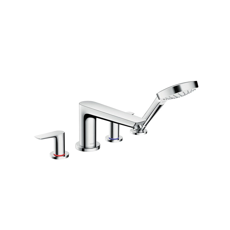Hansgrohe 71748001 Roman Tub Trim Set, Talis E, 5 gpm Flow Rate, 4-7/8 in Center, Polished Chrome, 2 Handles, Function: Traditional