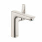 Hansgrohe 71754821 Basin Mixer, Talis E, 1.2 gpm Flow Rate, 5-1/4 in H Spout, 1 Handles, Pop-Up Drain, 1 Faucet Holes, Brushed Nickel, Function: Traditional