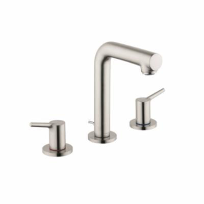 Hansgrohe 72130821 Talis S 150 Widespread Basin Mixer, 1.2 gpm Flow Rate, 5-7/8 in H Spout, 8 in Center, Brushed Nickel, 2 Handles, Pop-Up Drain