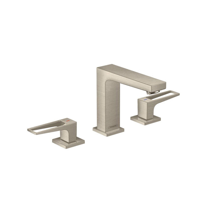 Hansgrohe 74516821 Metropol 110 Widespread Bathroom Faucet, 1.2 gpm, 4-1/2 in H Spout, 4 in Center, Brushed Nickel, 2 Handles, Pop-Up Drain