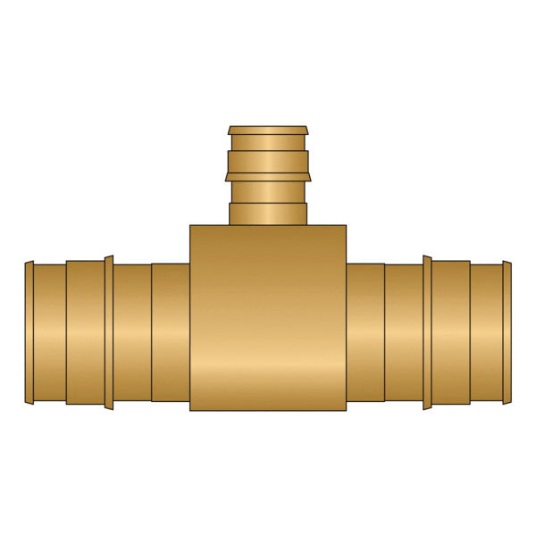 HeatLink® EX26885NL EX26000NL Reducing Tee, 1 x 1 x 1/2 in Nominal, PEX F1960 End Style, Brass, Import