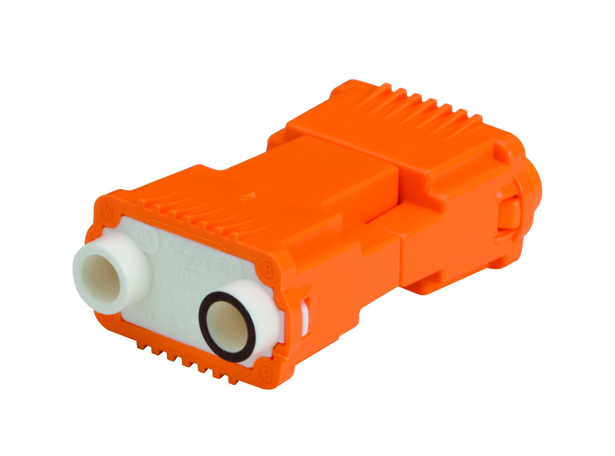 IDEAL® PowerPlug® 30-352J 2-Wire Standard Luminaire Disconnect, 18 to 12 AWG Wire, 1.4 in OAL, 2 Ports, Orange