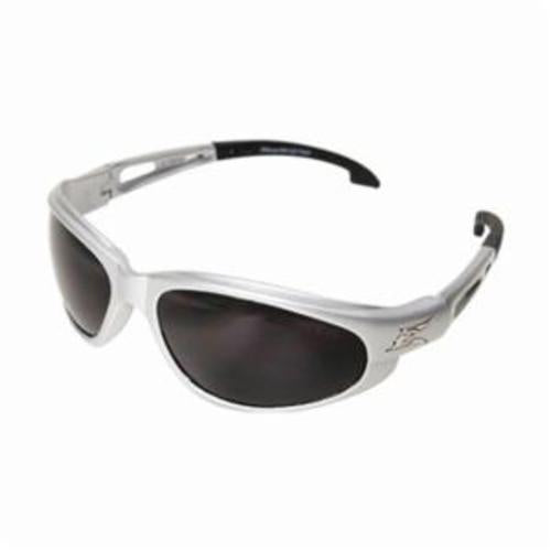 EDGE® SW126 Dakura Non-Polarized Safety Glasses, Anti-Scratch, Smoke Lens, Wrap Around Frame, Gloss Silver, Nylon Frame, Polycarbonate Lens, ANSI Z87.1+ 2010, MCEPS GL-PD 10-12